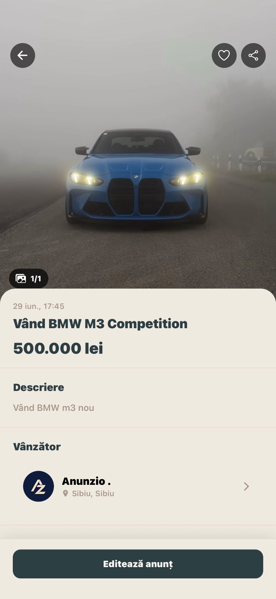 Anunzio listing BMW M3